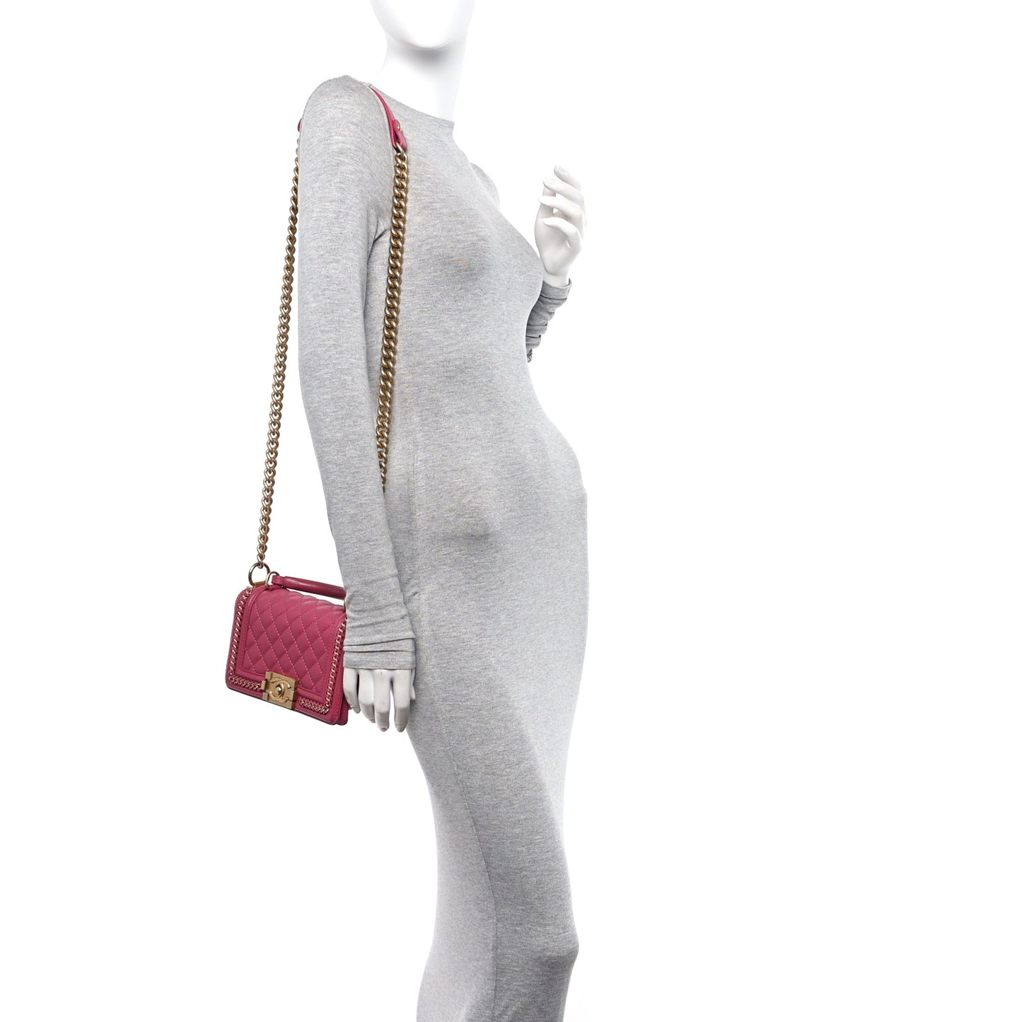 Lambskin Quilted Small Top Handle Boy Flap Pink