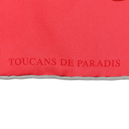 Hermes Silk Toucans De Paradis Scarf 90 Rose Vif Creme Vert 3 of 9