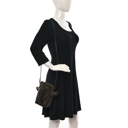 Fendi Vitello Liberty F is Fendi Bi-Color FF 1974 Embossed Mini Mon Tresor Bucket Bag Maya Black 2 of 11