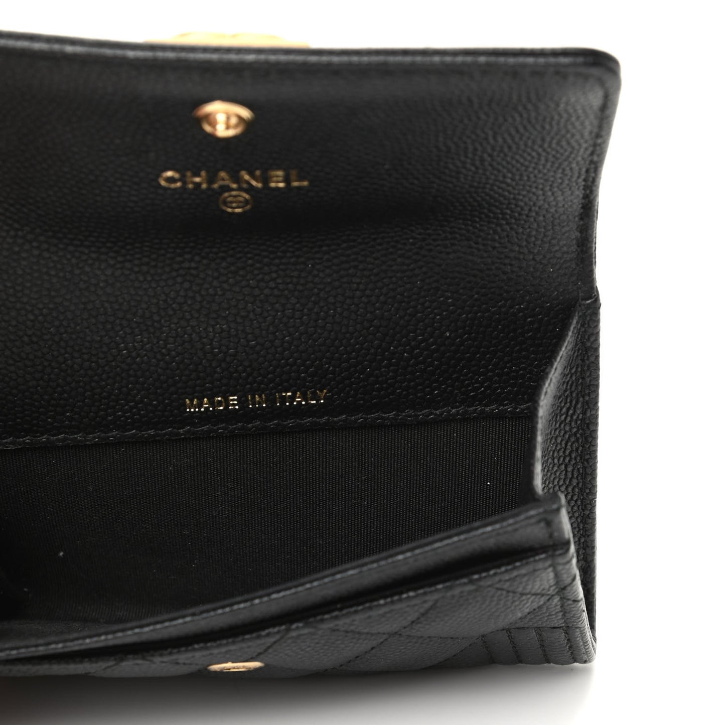 Caviar Quilted Boy Flap Card Holder Black