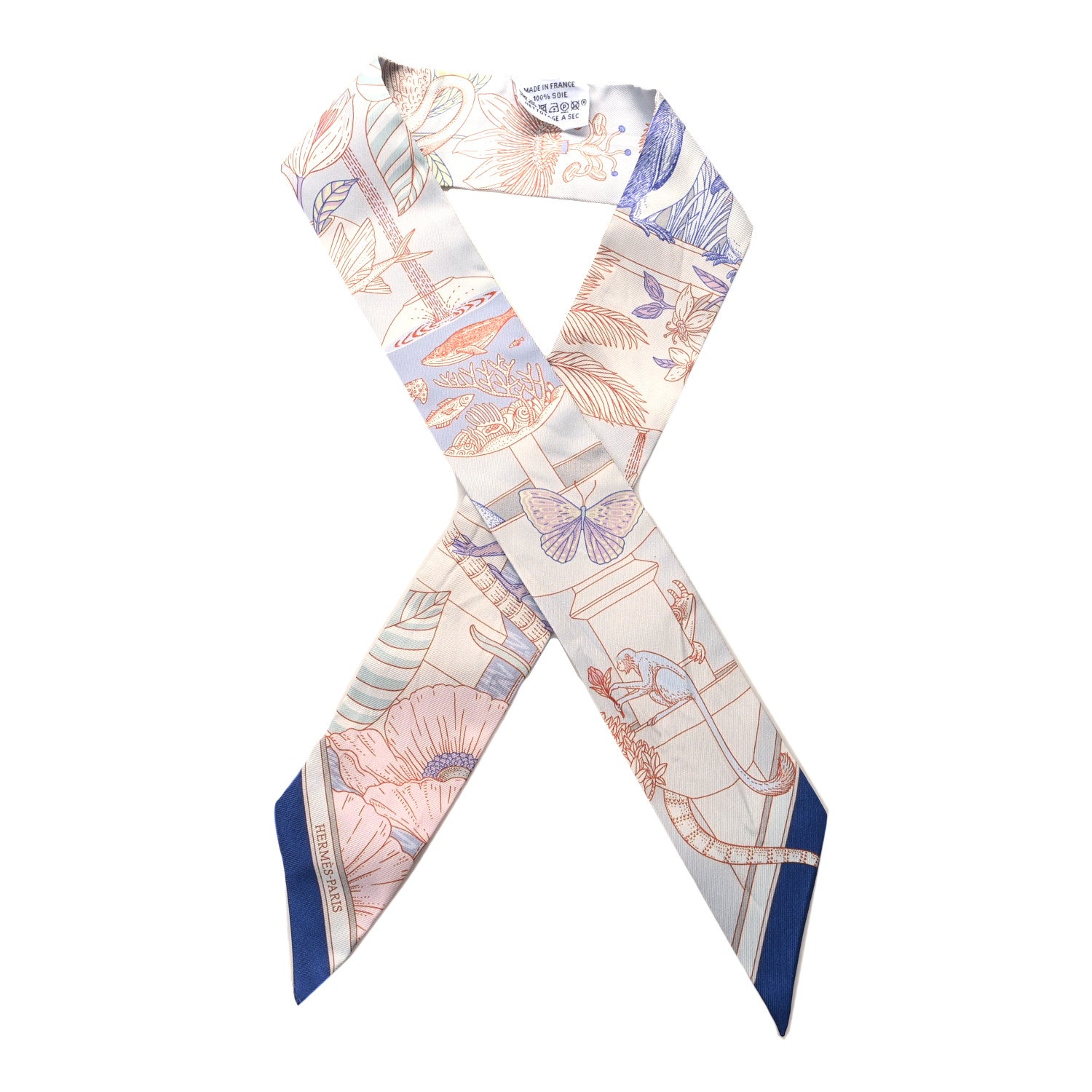 Hermes Silk Precious Paradise Twilly Gris Perle Bleu Vif Rose Pale Gris Perle Bleu Vif Rose Pale 1 of 4