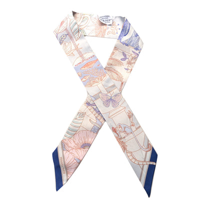 Hermes Silk Precious Paradise Twilly Gris Perle Bleu Vif Rose Pale Gris Perle Bleu Vif Rose Pale 1 of 4