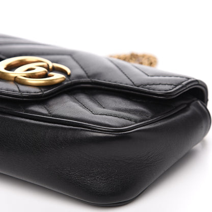 Gucci Calfskin Matelasse Super Mini GG Marmont Shoulder Bag Black 10 of 14
