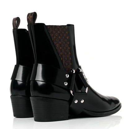 Louis Vuitton Calfskin Monogram Rhapsody Ankle Boots 38 Black 4 of 7
