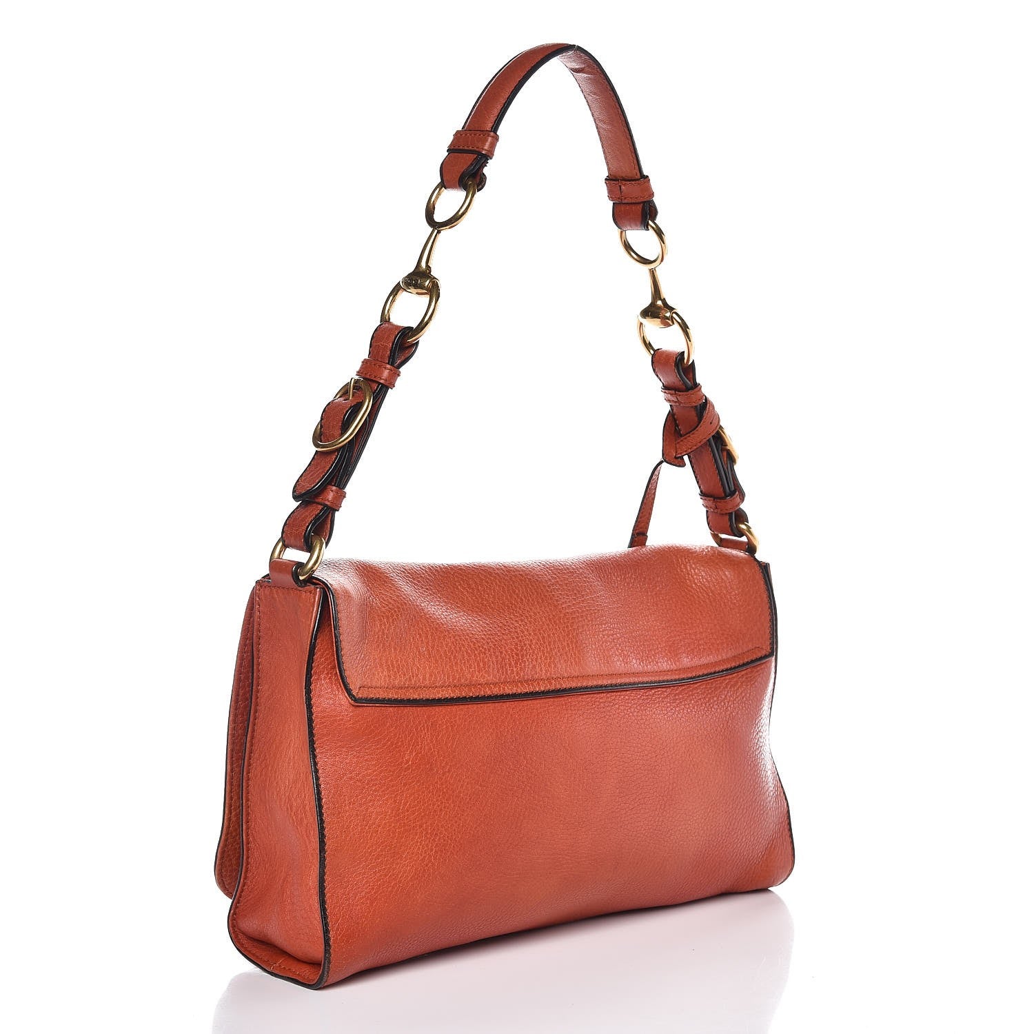 Gucci Calfskin Harness Shoulder Bag New Rust 3 of 20
