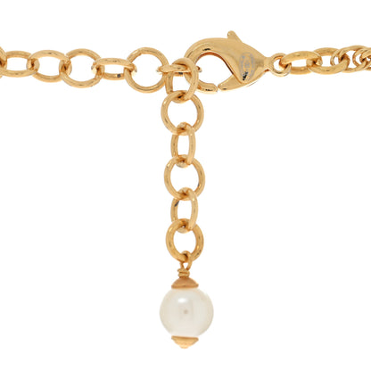 Chanel Metal Pearl Crystal CC Shell Necklace Gold Pink Multicolor 4 of 5