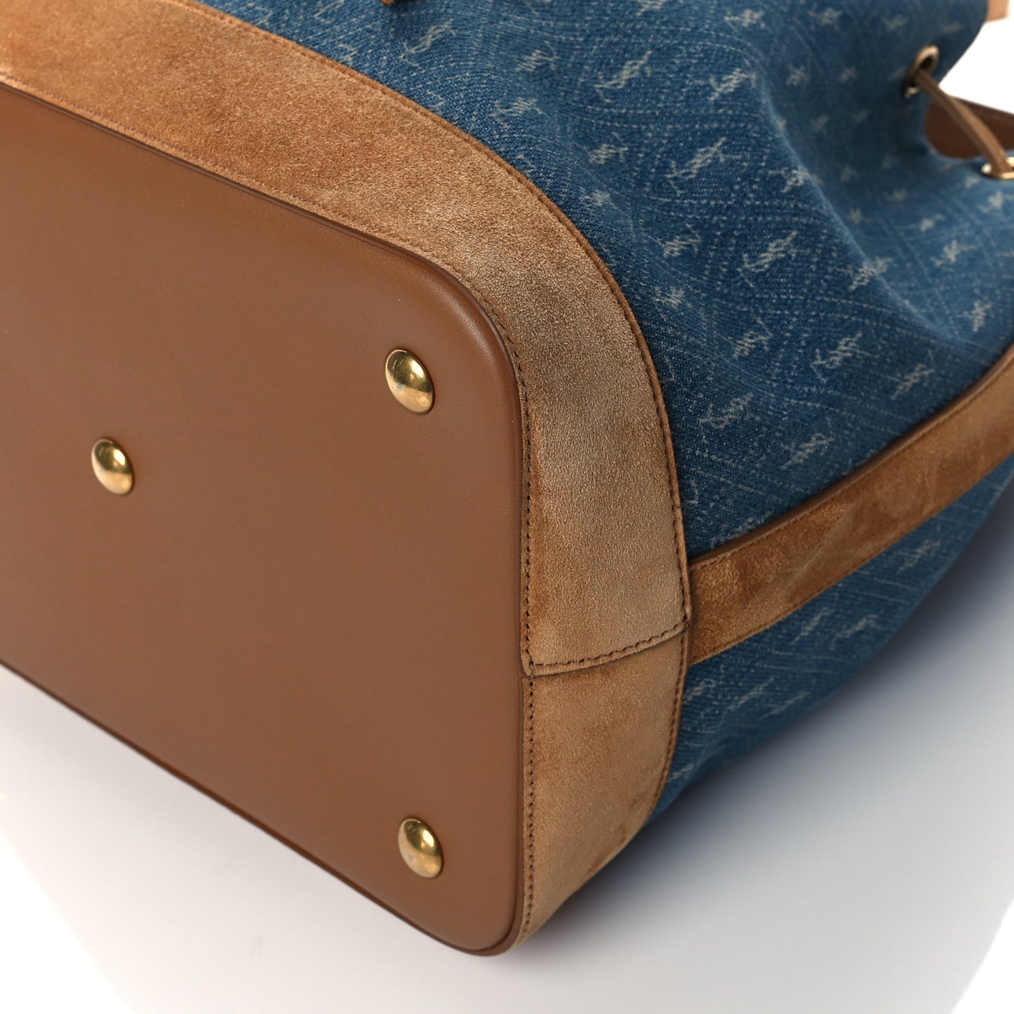 Suede All-Over Monogram Bucket Bag Denim