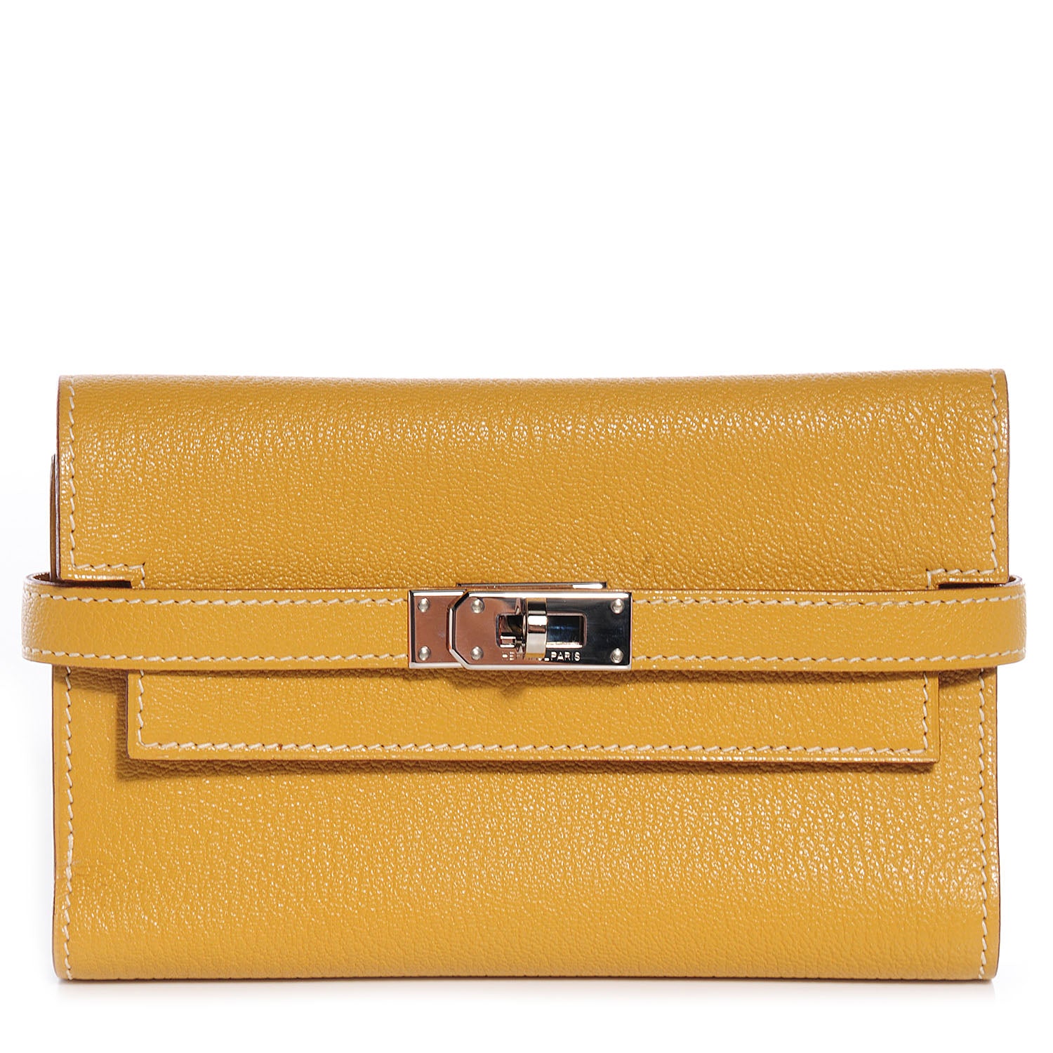 Hermes Chevre Mysore Medium Kelly Wallet Curry 1 of 9