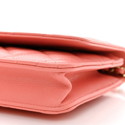 Chanel Caviar Quilted Wallet on Chain WOC Coral Pink 11 of 12