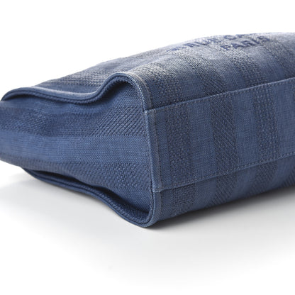 Chanel Mixed Fibers Striped Small Deauville Tote Navy Blue 6 of 11