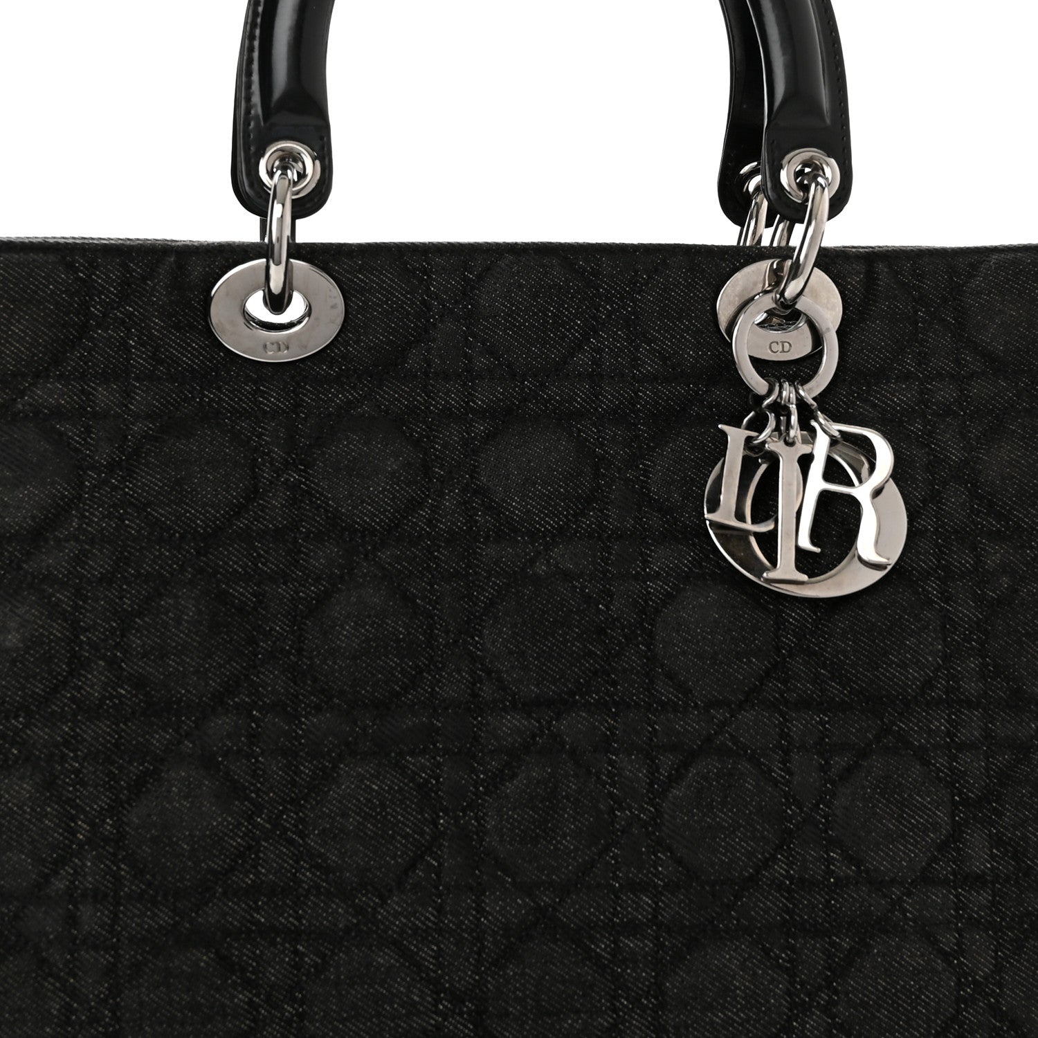 Christian Dior Denim Cannage Large Lady Dior Black 8 of 13