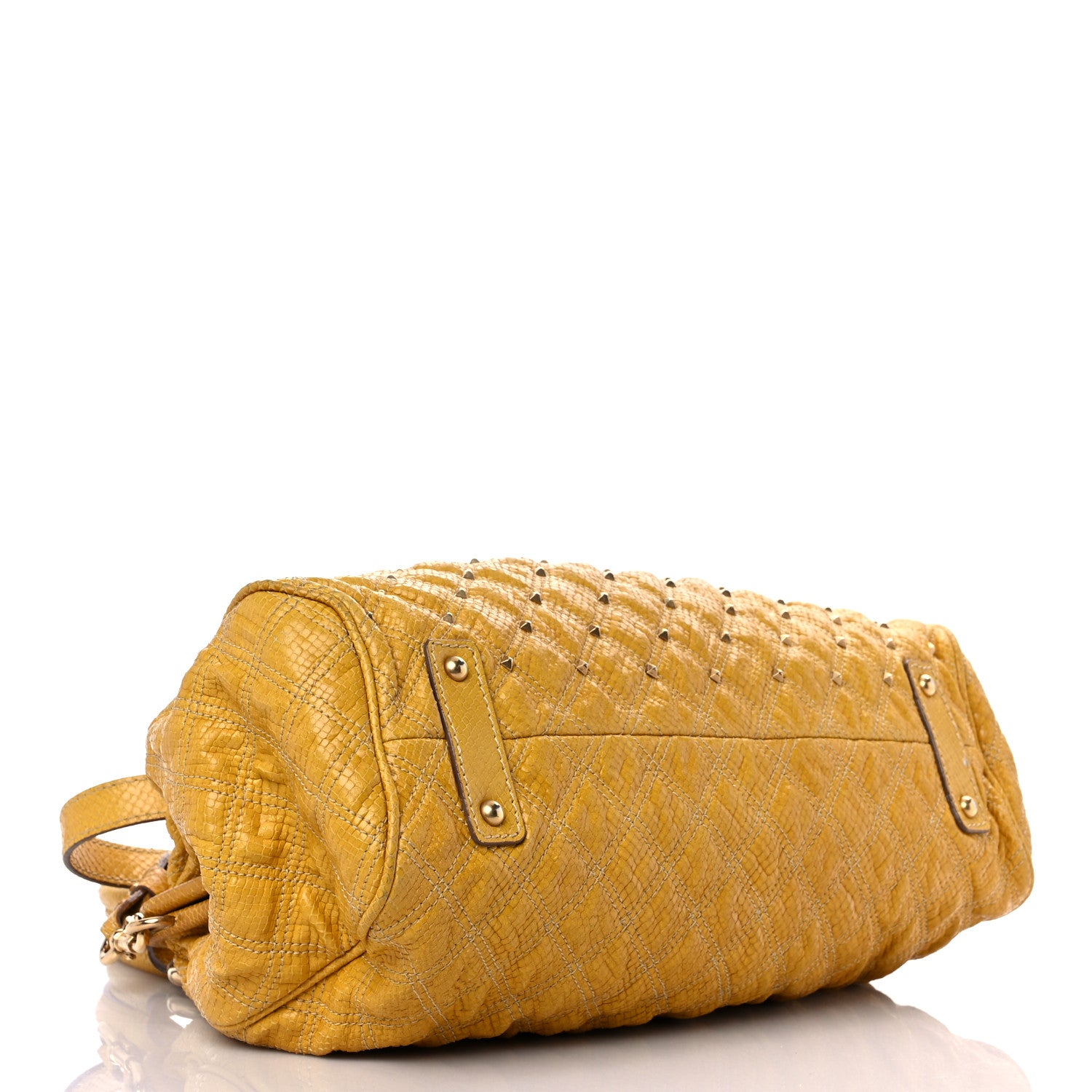 Marc Jacobs Python Embossed Calfskin Quilted Studded Stam Yellow 4 of 21