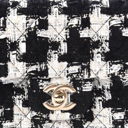 Chanel Tweed Quilted Mini Rectangular Flap Black Ecru White 11 of 12