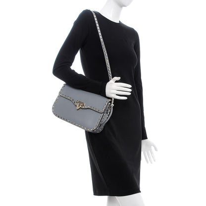 Valentino Garavani Vitello Medium Rockstud Flap Saddle Bag Light Stone 2 of 6