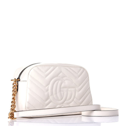 Gucci Calfskin Matelasse Small GG Marmont Chain Shoulder Bag White 4 of 17
