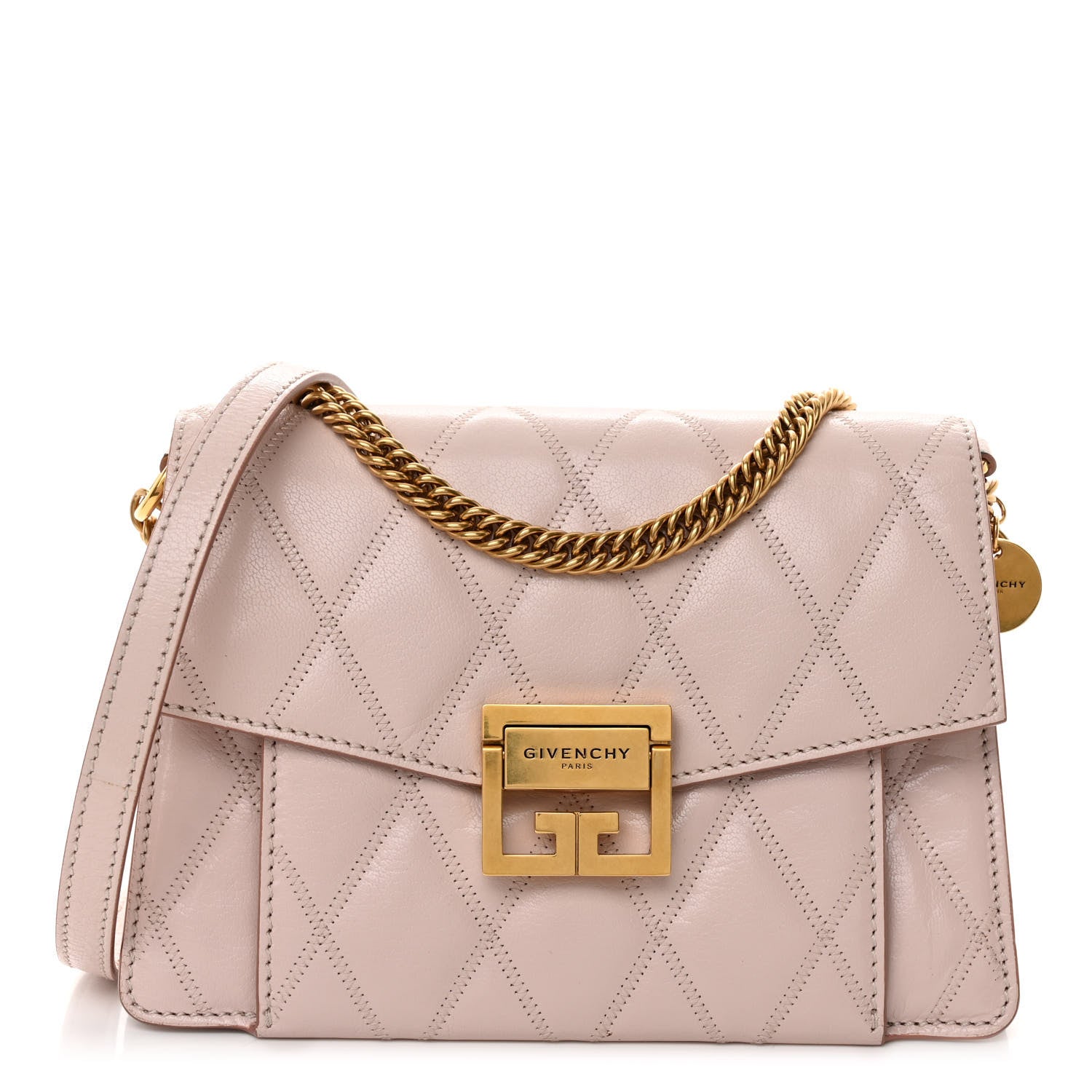 Givenchy Goatskin Quilted Small GV3 Shoulder Bag Pale Pink 1 of 9