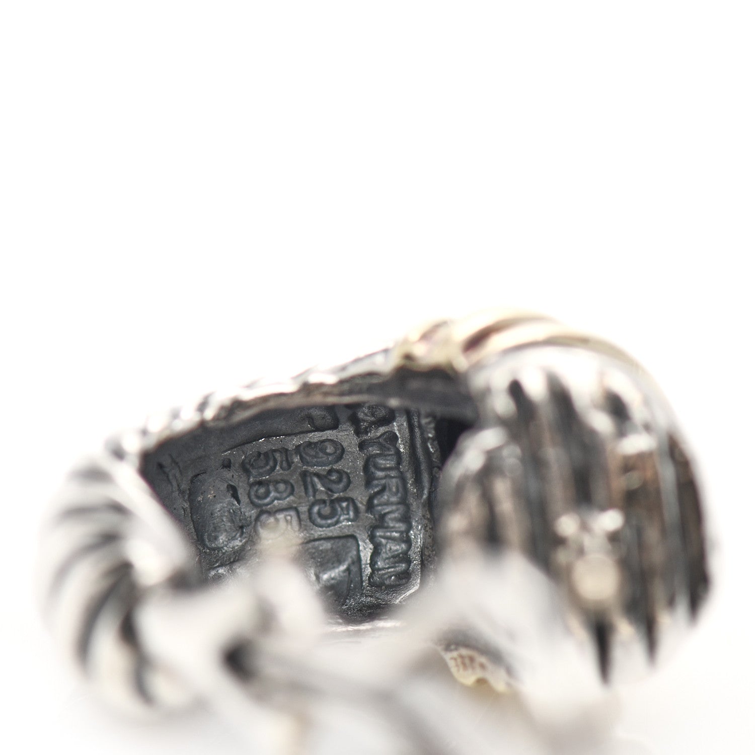 David Yurman Sterling Silver 14K Yellow Gold Thoroughbred Shrimp Earrings 4 of 4
