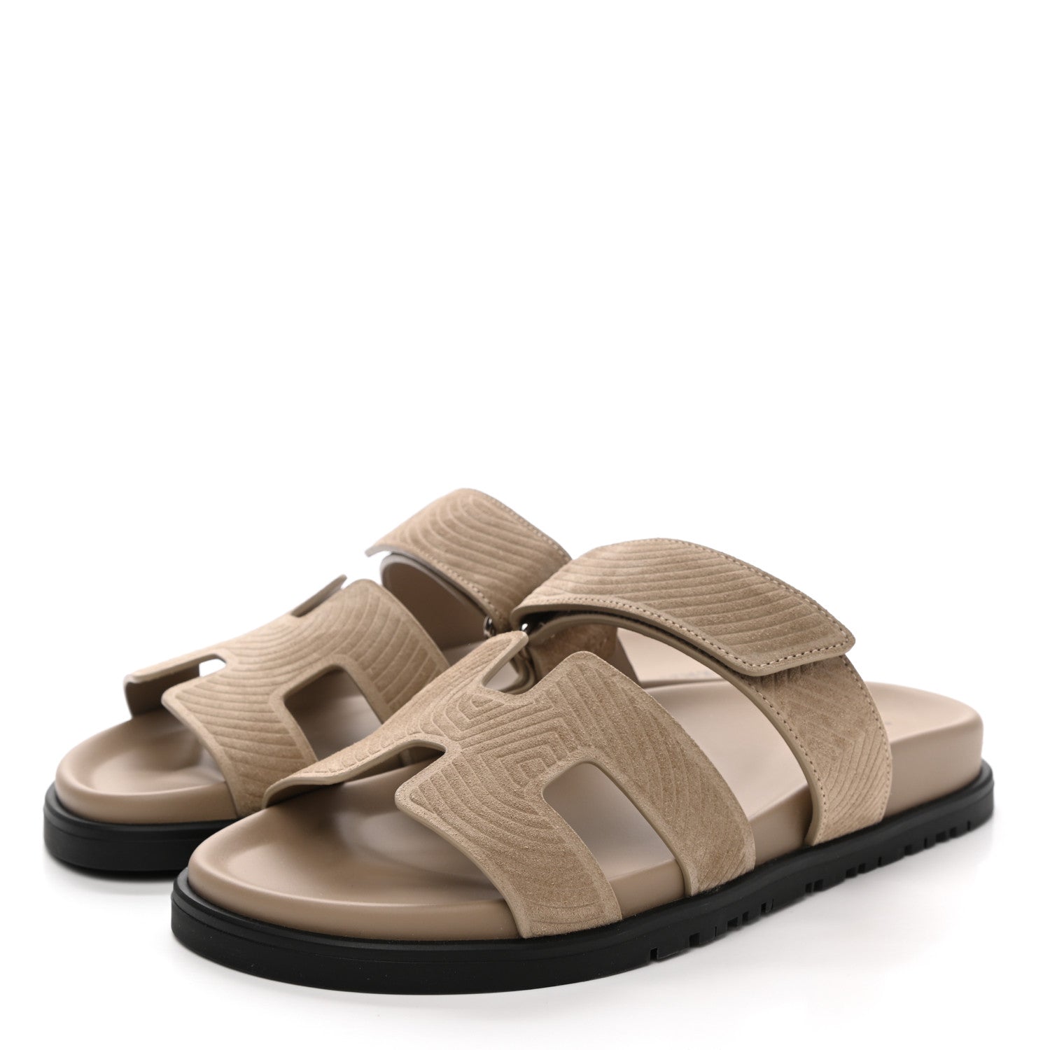 Hermes Suede Goatskin Chaine d'Ancre Womens Chypre Sandals 37 Beige Sable 3 of 11