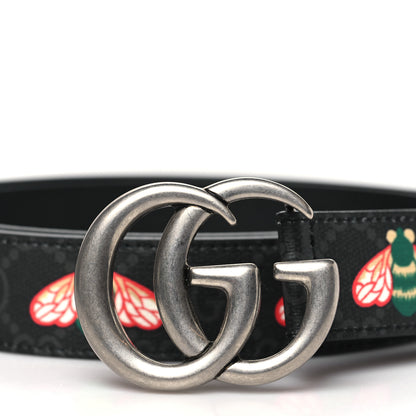 Gucci GG Supreme Monogram Bee Multicolor Appia Calfskin 30mm Belt 85 34 Black 2 of 7