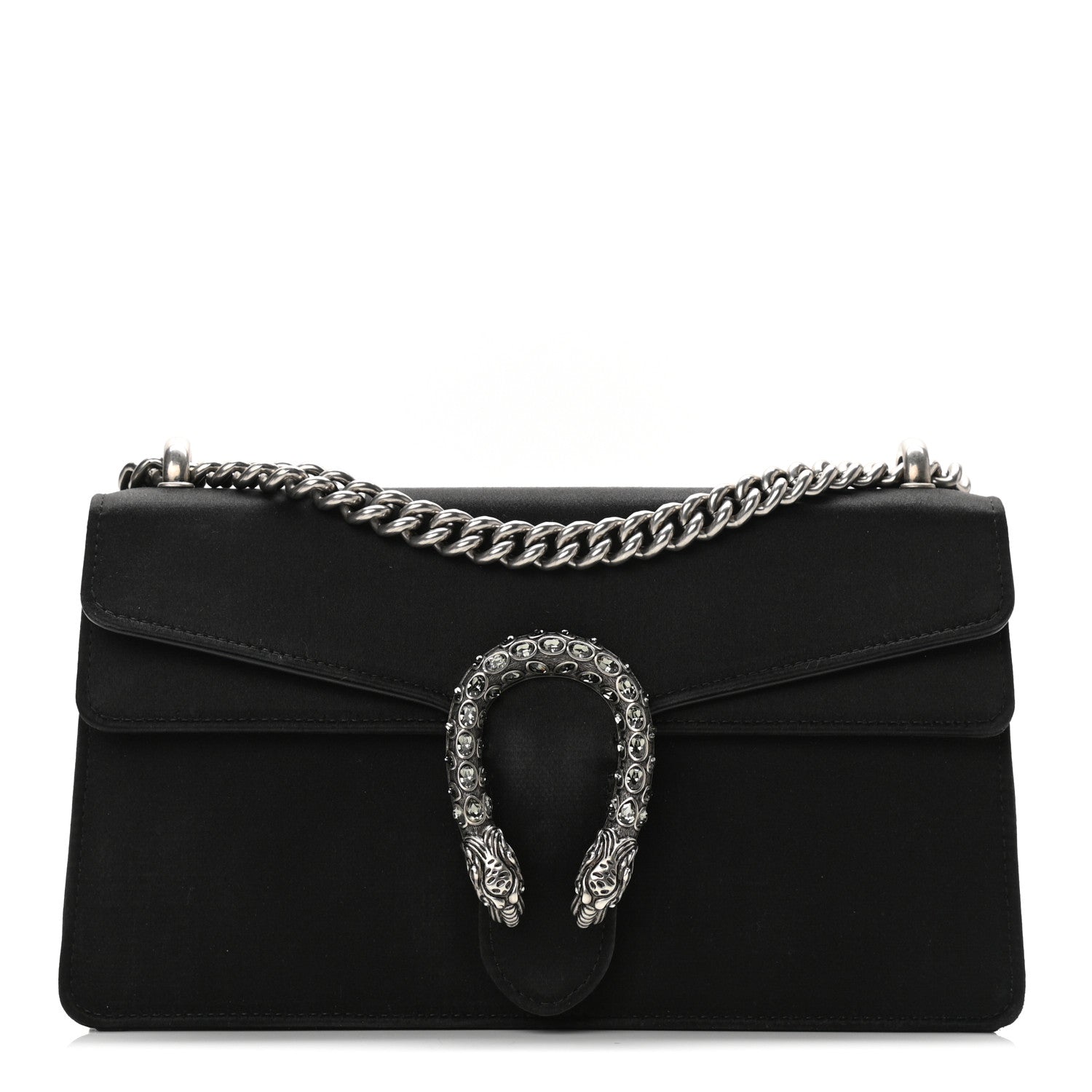 Gucci Satin Silk Crystal Small Dionysus Shoulder Bag Black Black Diamond 1 of 10