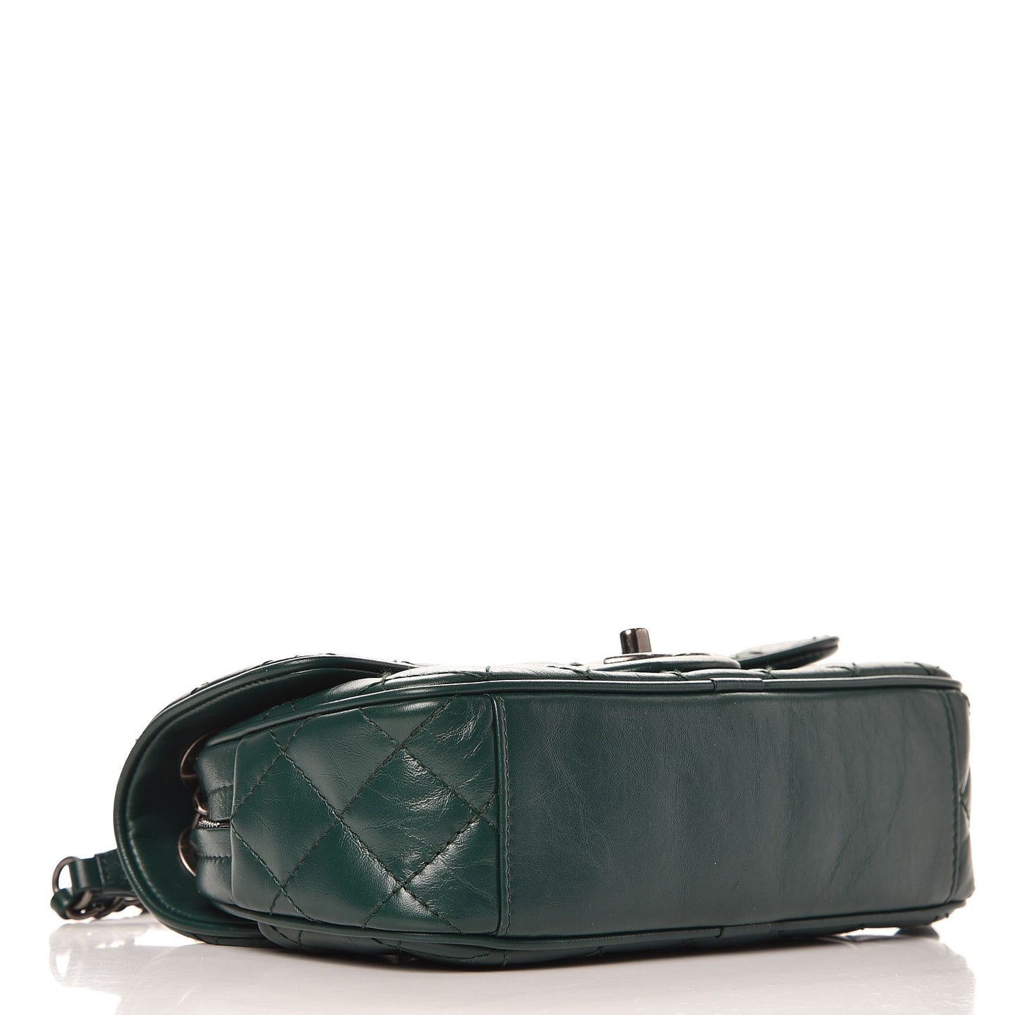 Aged Calfskin Quilted Small Easy Flap Green