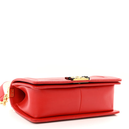 Chanel Lambskin Embossed Medium Boy Cube Flap Red 5 of 11