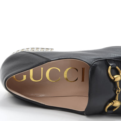 Gucci Goatskin Crystal Womens Horsebit Loafers 38 Black 5 of 8