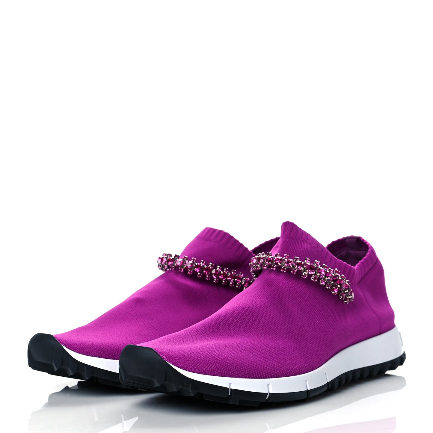 Stretch Fabric Crystal Ankle Sock Sneakers 40 Fuchsia
