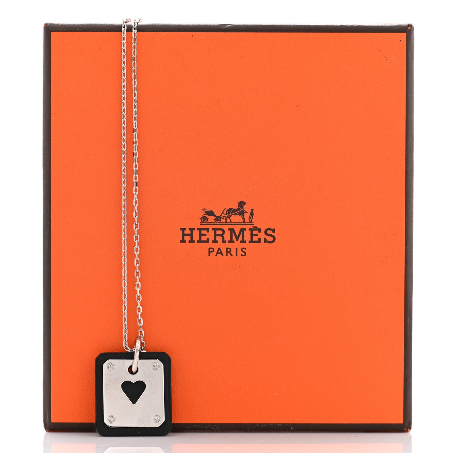 Hermes Palladium Plated Swift As De Coeur Necklace Black 6 of 6