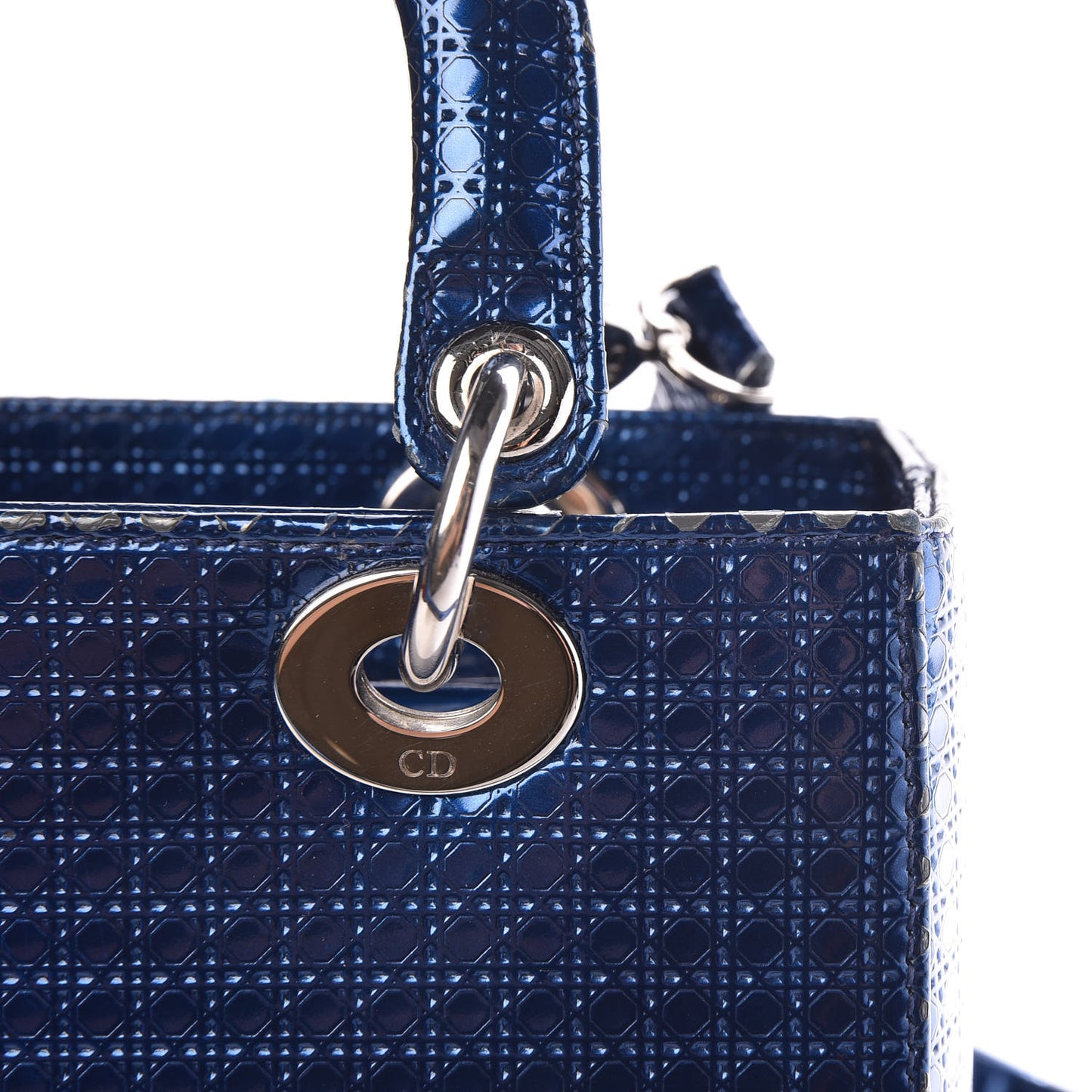 Metallic Patent Micro-Cannage Medium Lady Dior Blue