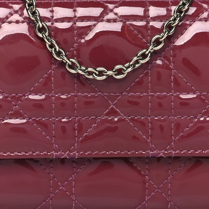 Christian Dior Patent Cannage Lady Dior Rendezvous Wallet On Chain Fuchsia 9 of 15