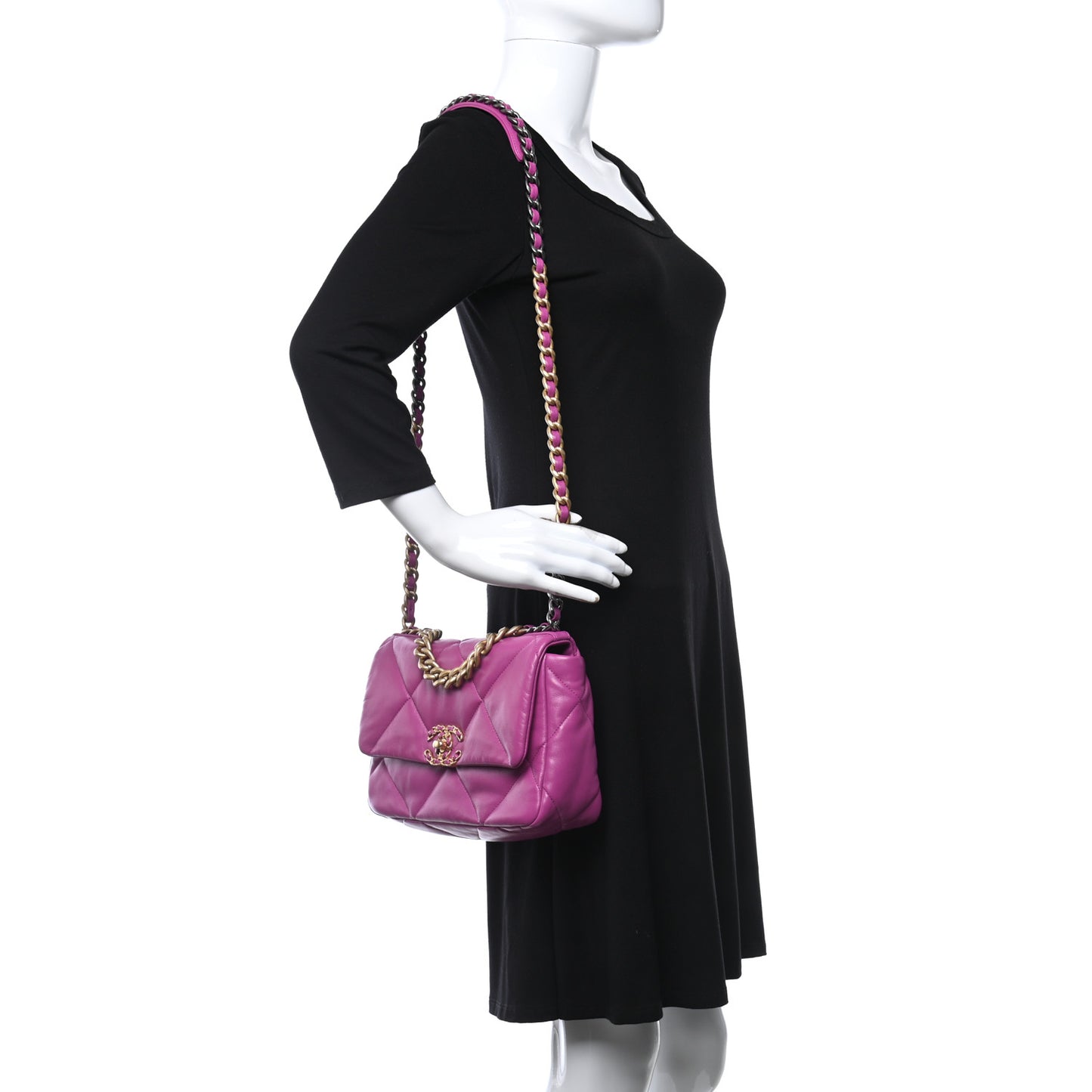 Lambskin Quilted Medium Chanel 19 Flap Purple