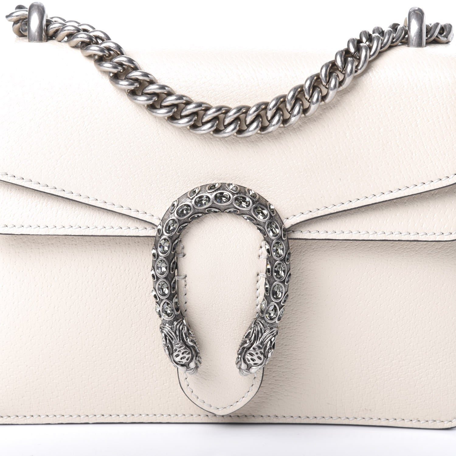 Gucci Textured Calfskin Crystal Mini Dionysus Shoulder Bag Mystic White 6 of 8