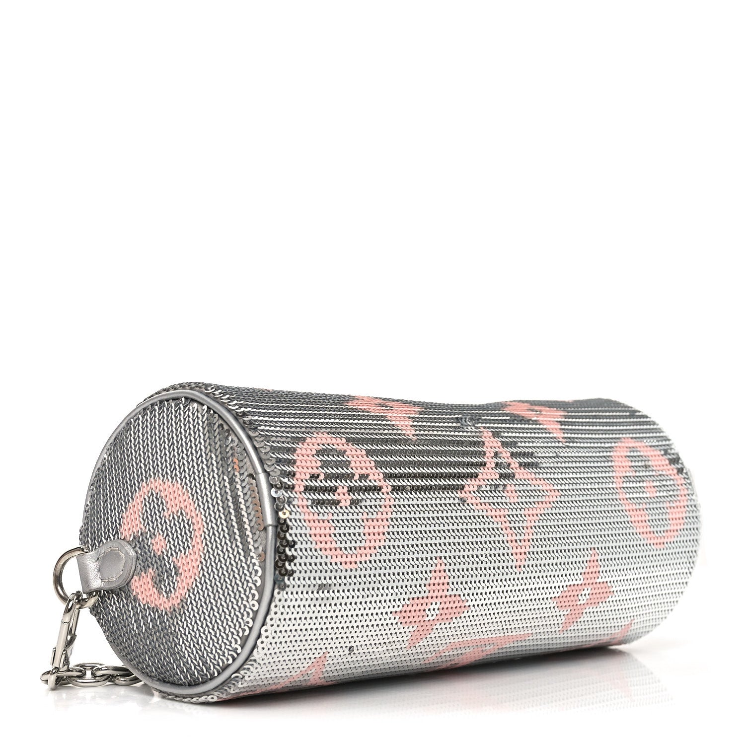 Louis Vuitton Satin Sequin Monogram Giant Papillon Silver Pink 3 of 9