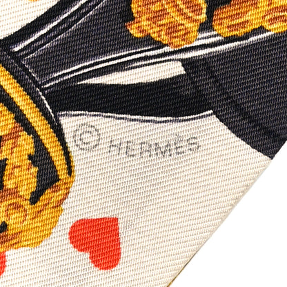 Hermes Silk Brides de Gala Love Twilly  Creme Vieil Or Black 3 of 4