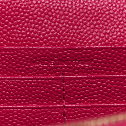 Saint Laurent Grain De Poudre Matelasse Chevron Monogram Chain Wallet Lipstick Fuchsia 7 of 12