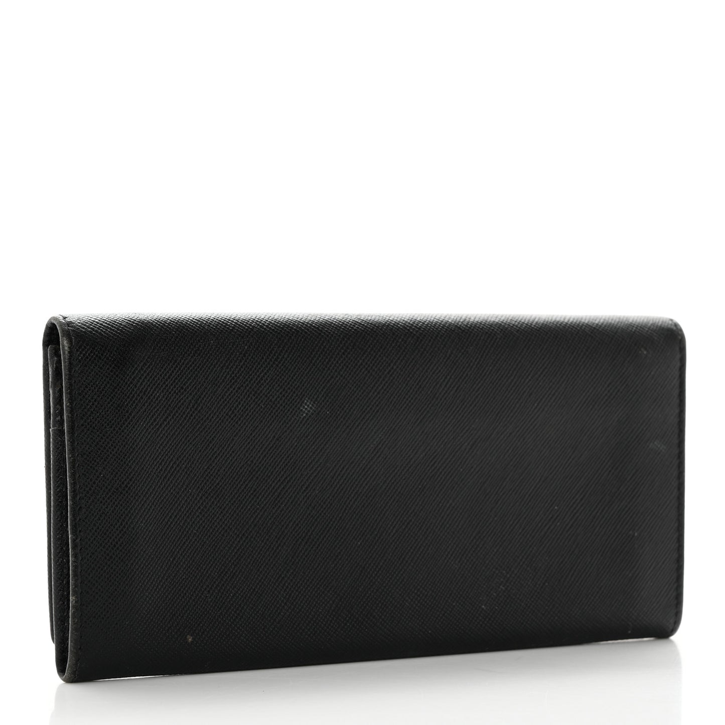 Saffiano Triangle Continental Flap Wallet Black
