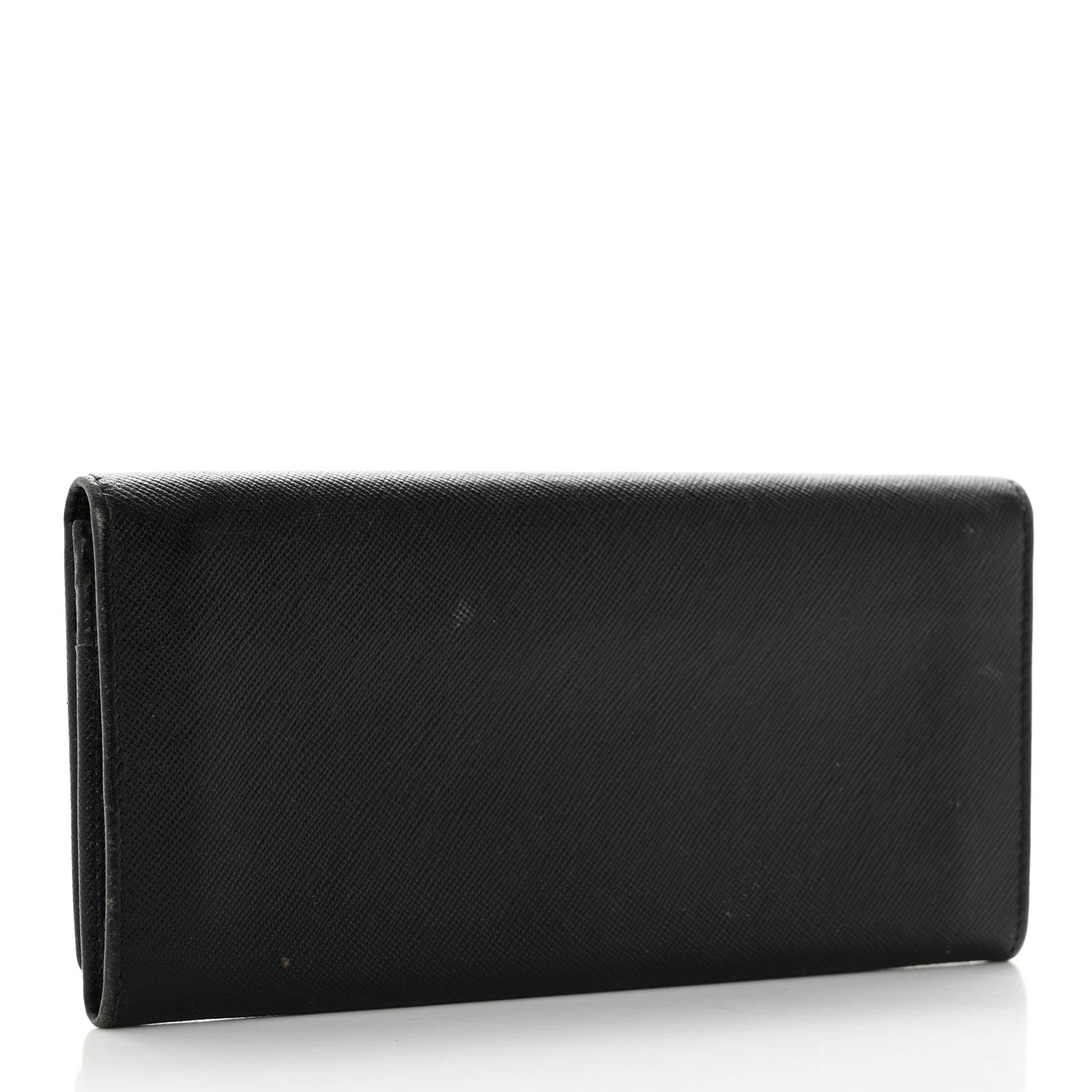 Prada Saffiano Triangle Continental Flap Wallet Black 3 of 8