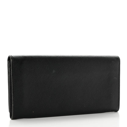 Prada Saffiano Triangle Continental Flap Wallet Black 3 of 8
