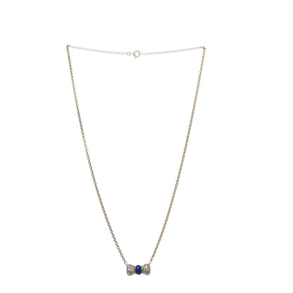 Van Cleef & Arpels 18K Yellow Gold Lapis Lazuli Diamond Bow Pendant Necklace 3 of 6