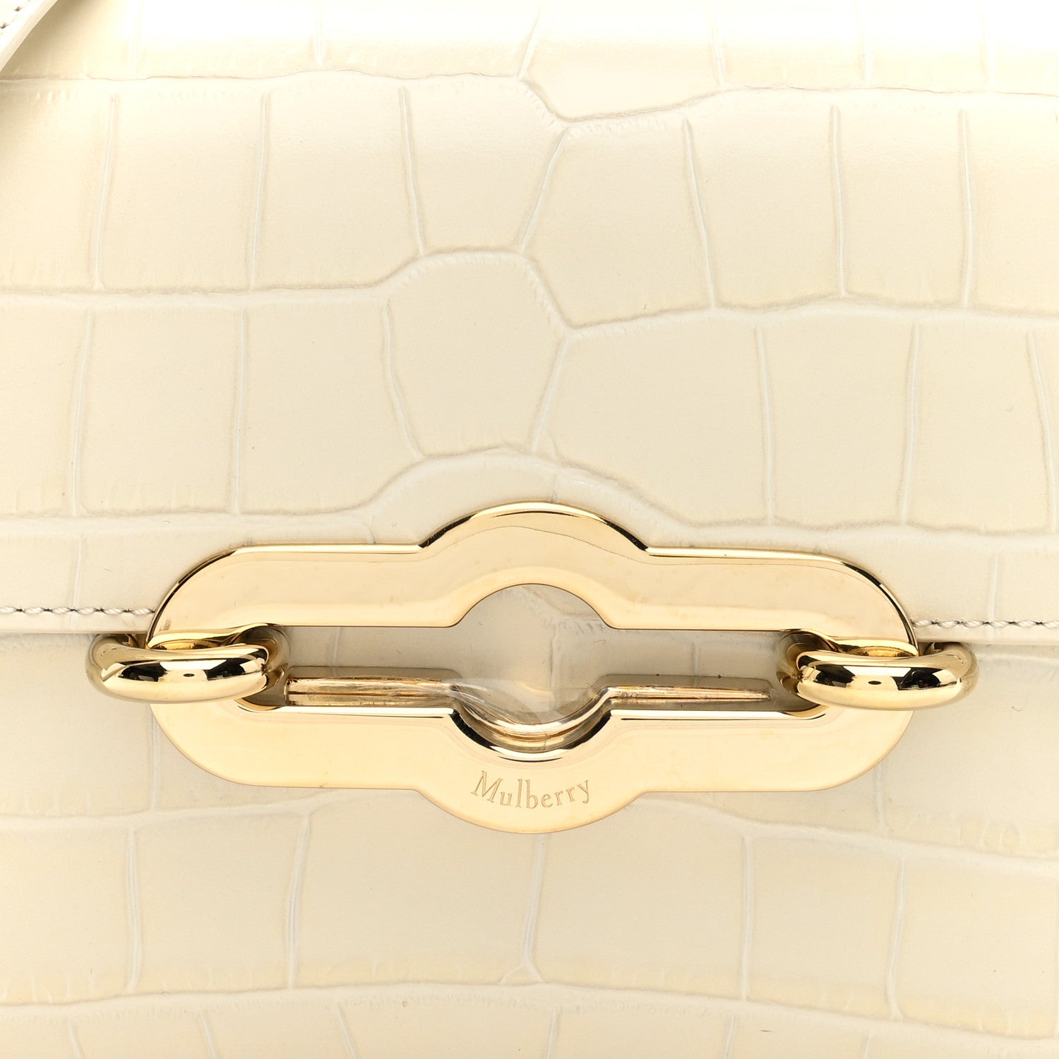 Mulberry Shiny Calfskin Crocodile Print East West Pimlico Satchel Eggshell 7 of 9