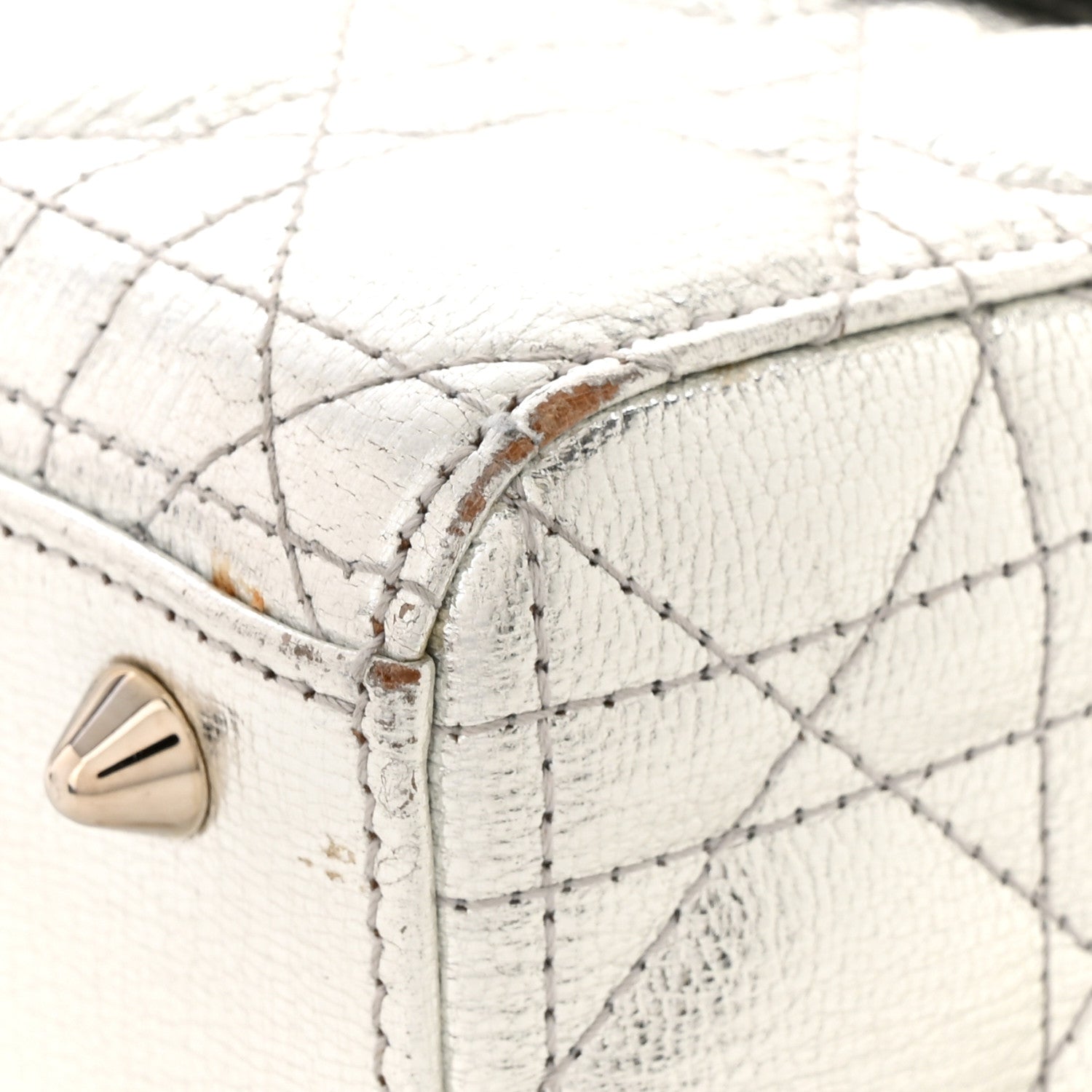 Christian Dior Metallic Grained Calfskin Cannage Small Lady Dior Silver 11 of 17