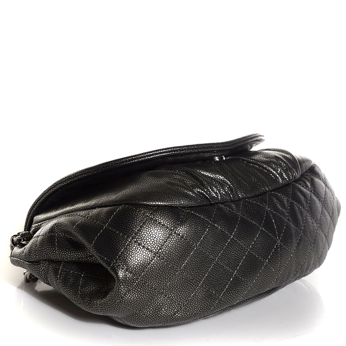 Caviar Half Moon Large Flap Dark Silver