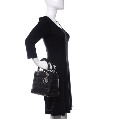 Christian Dior Lambskin Cannage Medium Lady Dior Black 3 of 11