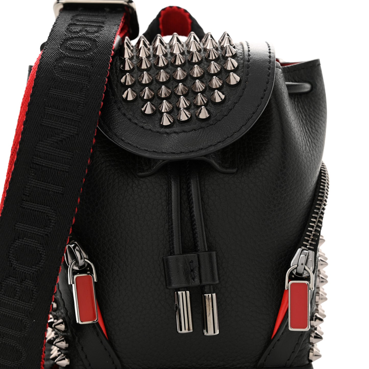 Calfskin Spiked Mini Explorafunk Keyring Bag Black