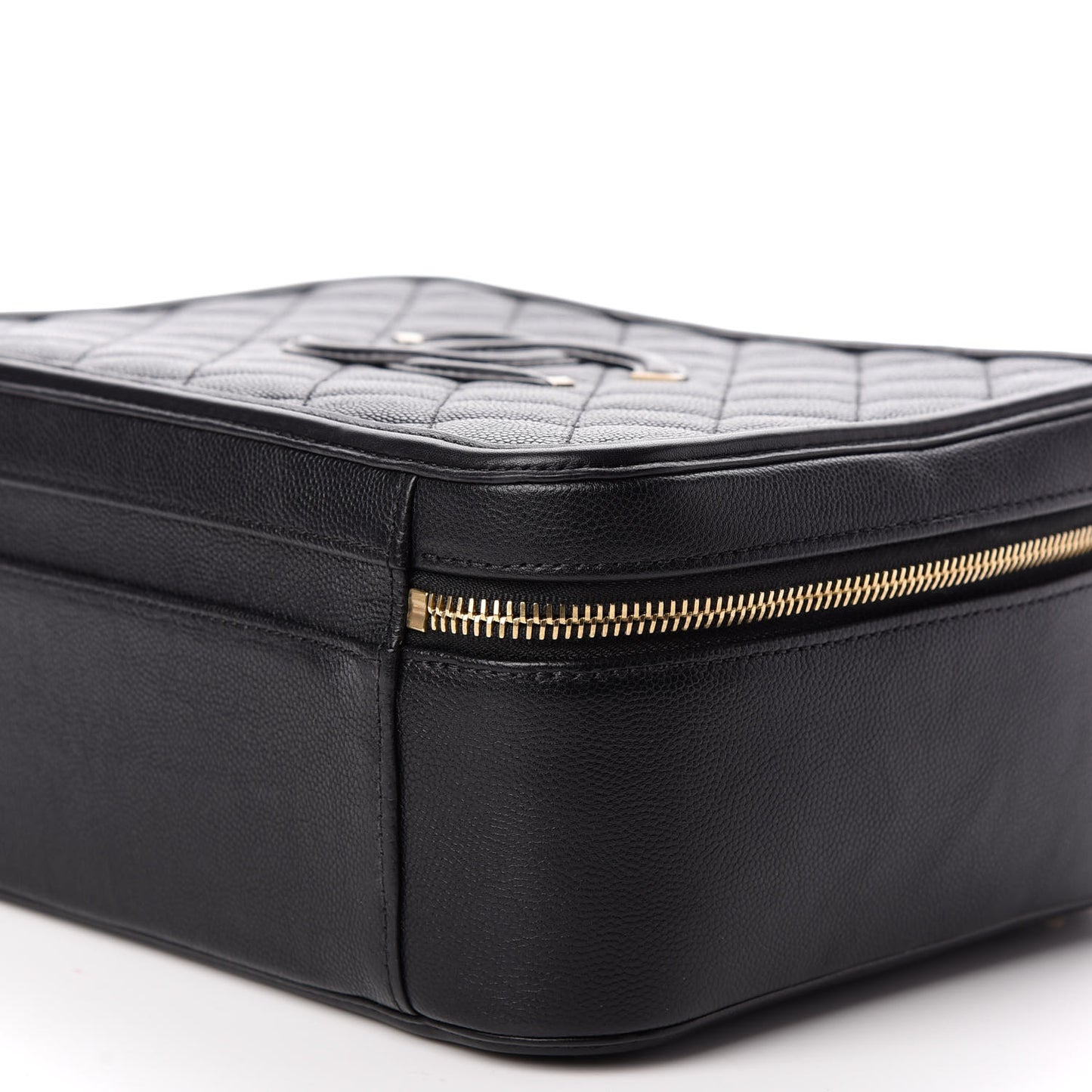Caviar Quilted Large CC Filigree Vanity Case Black