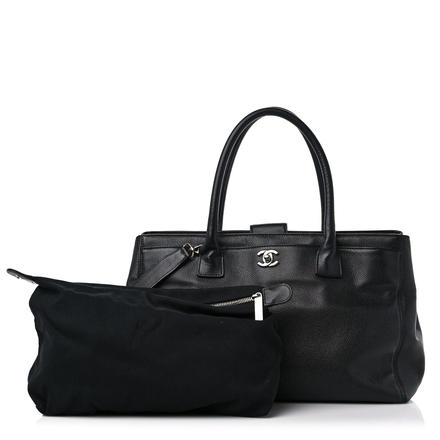 Calfskin Cerf Executive Shopper Tote Black