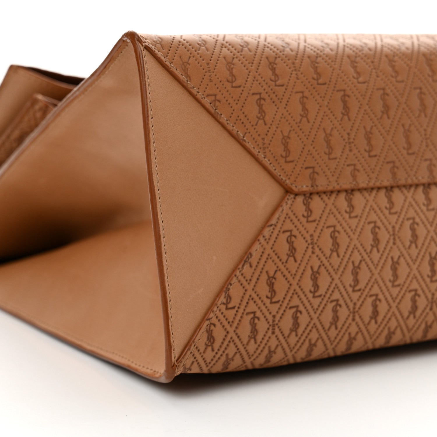 Saint Laurent Calfskin Monogram Deli Paper Bag Vintage Beige 9 of 11
