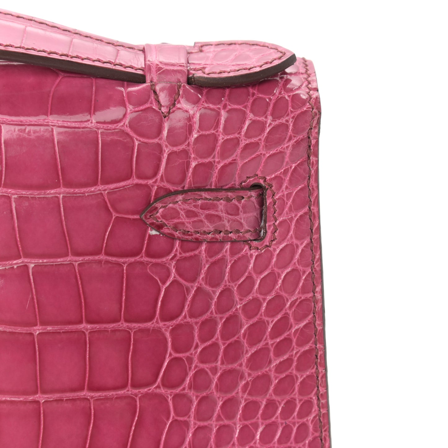 Shiny Alligator Kelly Pochette Fuchsia