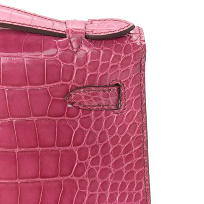 Hermes Shiny Alligator Kelly Pochette Fuchsia 10 of 26